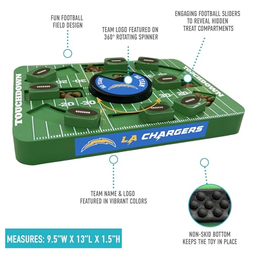 Image of Pets First NFL Los Angeles Chargers Large Puzzle Toy for Dogs, Slow Feeder Board for Pets, New Bigger Size, Interactive Doggie Treat Toy