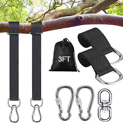 Werflyto Safe Tree Swing Hanging Straps Kit 3FT/10FT/15FT/20FT Heavy Duty Holds 5500LBS Extra Long Adjustable Tree Swing Straps Easy & Fast Way to Hang Any Swing or Hammock(3 FT)