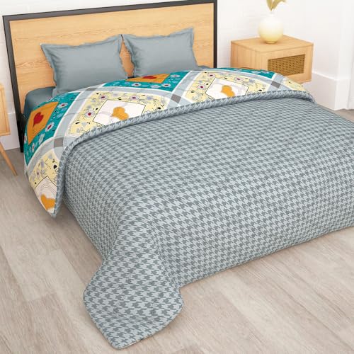 Image of Comforter Double Bed Blankets for Winter| 180GSM Microfiber Blanket Double Bed | 220X 250cm | AC Comforter Double Bed | Multi & Grey | Abstract Pattern | Quilts | Duvet | Dohar