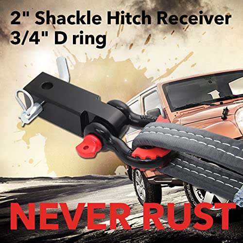 Shackle Hitch Receiver 2", 3/4" D Ring Shackle 42,000Ibs Break Strength With 5/8" Screw Pin Kit For Tow Strap Winch Off Road Vehicle Recovery #TOP3