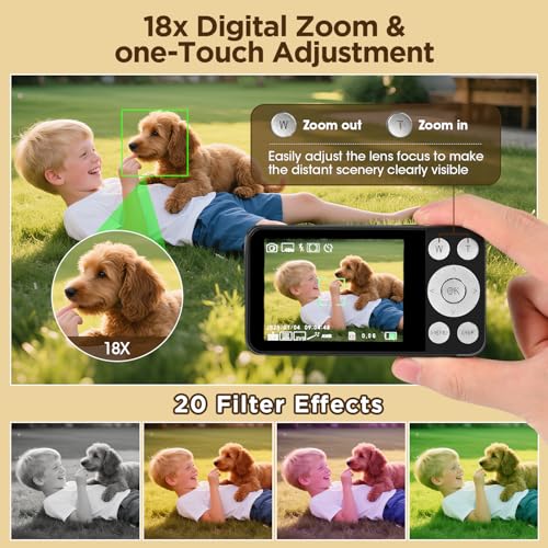 4K UHD Digital Camera, 64MP Autofocus Vlogging Camera 18X Zoom, Compact Digital Point and Shoot Camera with Anti-Shake&Built-in Battery, Small Travel Camera for Adult Beginners Teens, 32GB Card - Image 6