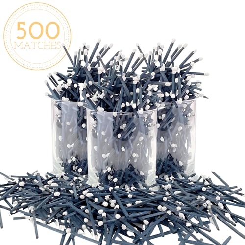 Image of 500 Count | 2 inch Black & White Matches | Strikers Included | Color Tip Wooden Match | Refill for Matchstick Jars, Candle Display, Holders & Bottles | 2 in inches Long