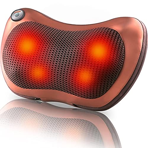 Cojín almohada de masaje eléctrico para cuello y espalda con varias velocidades. Con rodillos. Función de calor.