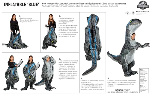 Disfraz inflable de Velociraptor azul para niños miniatura 6