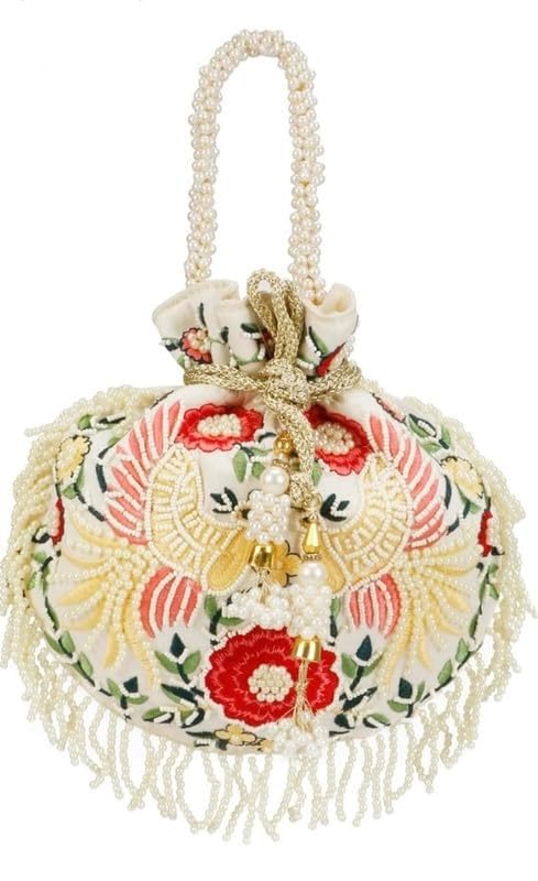 See full amazon price history chart for Zari Handmade Wedding Potli Bag | Embroidery Handbag With Beaded Chain For Women (Color: Cream) Zari Handmade Wedding Potli Bag | Embroidery Handbag With Beaded Chain For Women (Color: Cream) (B0CQYS8W5K) Amazon Price History, Amazon Price Tracker