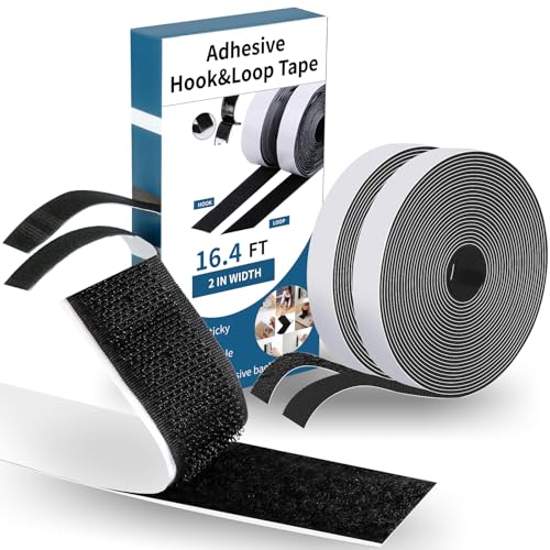 KENPOJO Extra Forte Scratch Autocollant Double Face 50 mm x 5 m, Noir Multifonctionnel Bande Scratch Adhésive pour Intérieur et Extérieur, Ménage