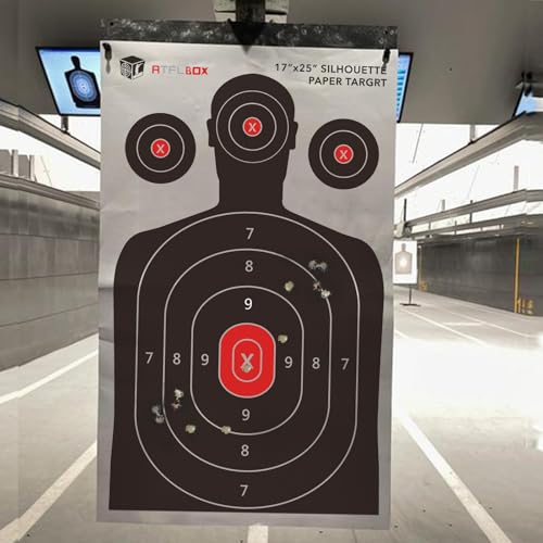 atflbox silhouette paper target for the range 17x25 inch target paper for indoor and outdoor use suitable for handguns pistols rifles airguns pellet gun bb guns