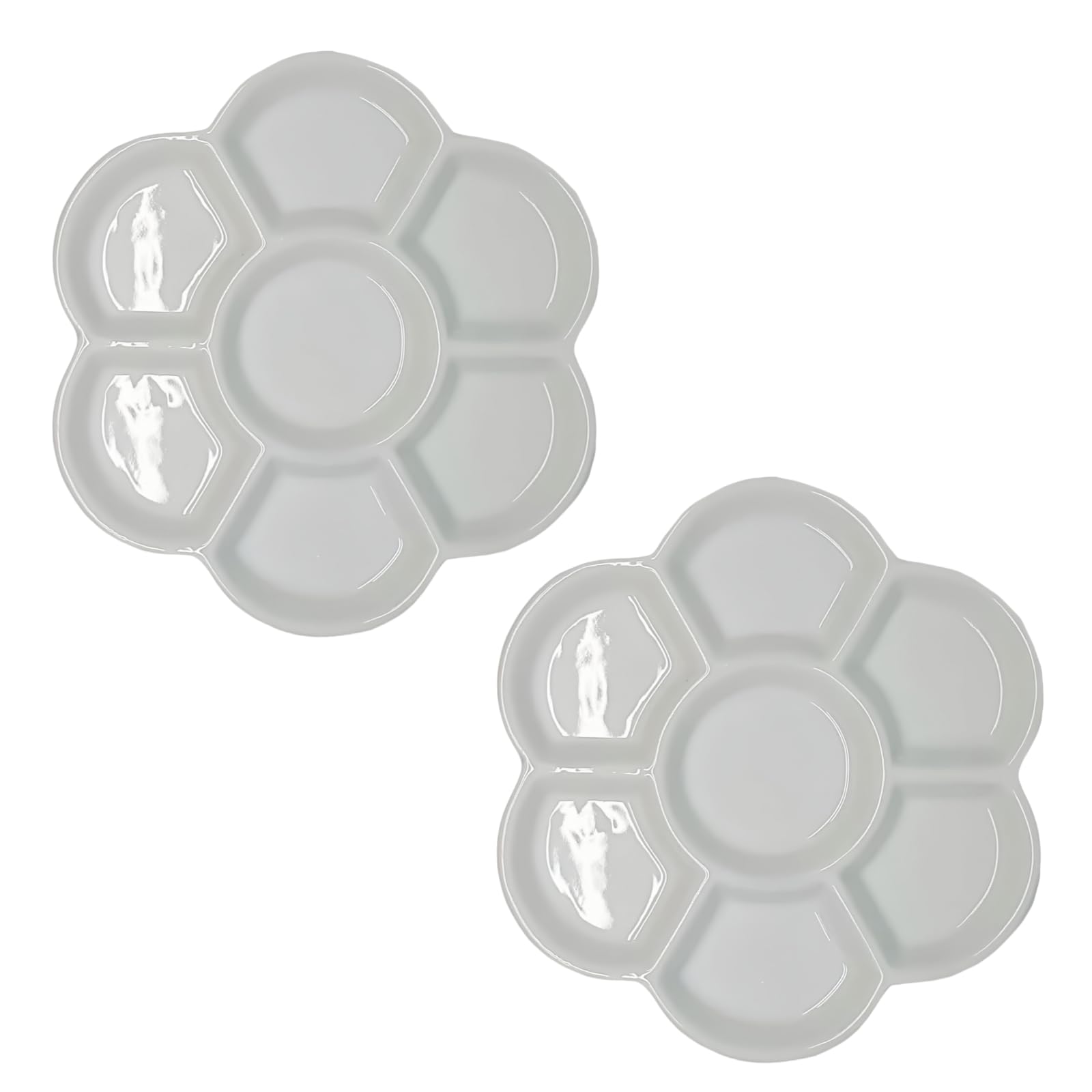Nlinlin White 2Pcs Watercolor Paint Palette Tray Water Color Palletes Washable Paint Ceramic Paint Palette Porcelain Watercolor Palette For Artist Watercolor Painting, For Watercolor Gouache Painting,Round,
