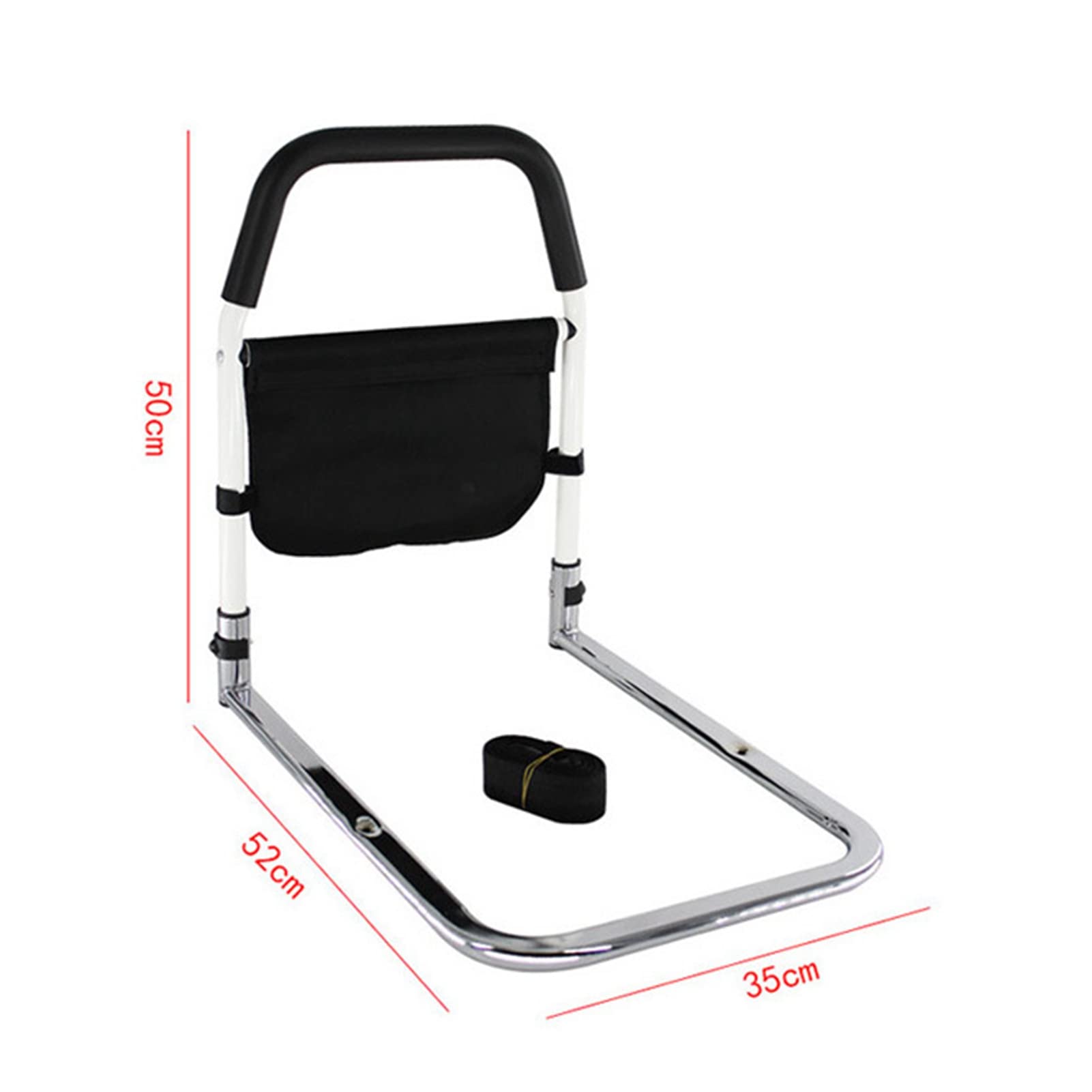 Brrnoo Barandilla de Cama en Forma de U para Personas Mayores, Sin Perforación, Correas Ajustables, Reposabrazos Acolchado de Espuma, Acero Inoxidable, Ajustable a Colchones (Riel de Cama en Forma
