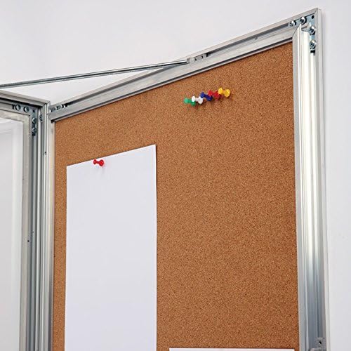 Miniatura 3 de Tablero de anuncios cerrado de corcho con puerta de bloqueo para uso en exteriores (4 x 8.5x11) Plata