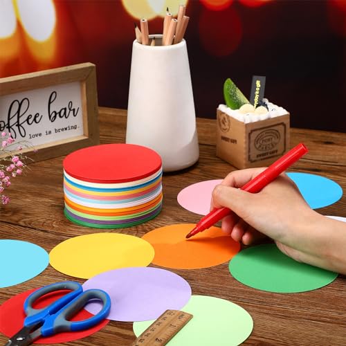 Image of Kisston 360 Pcs Round Cutouts Paper 3.9 Inch Assorted Color Die Cuts for DIY Craft Projects School Classroom Bulletin Board Decor