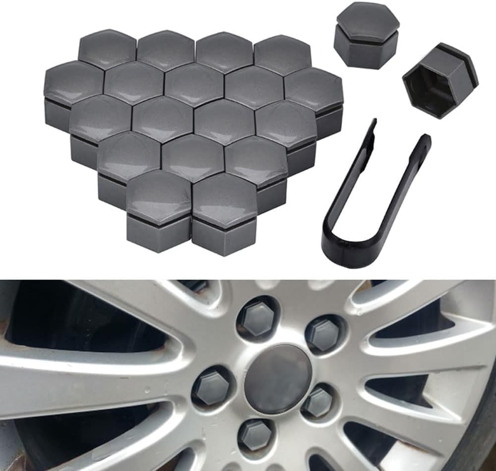 20Pcs Car Wheel Nut Caps Set for Nissan Altima Teana Maxima Titan, Hex Tire Wheel Lug Bolt Nut Cap Covers, Anti-Theft Dust Proof Protector Accessories,grey-21mm