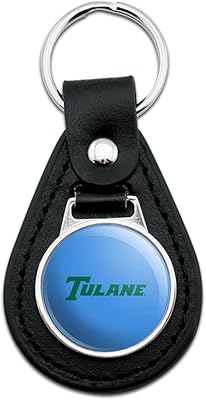 Black Leather Tulane University Secondary Logo Keychain