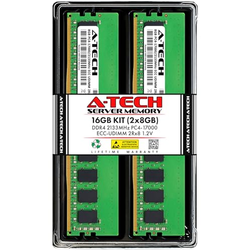 Image of A-Tech Server 16GB Kit (2x8GB) DDR4 2133MHz PC4-17000 ECC UDIMM 2Rx8 Dual Rank 1.2V ECC Unbuffered DIMM 288-Pin Server & Workstation RAM Memory Upgrade Modules (A-Tech Enterprise Series)