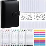 Budget Binder, A6 PU Leather Notebook Planner Organizer Refillable 6 Ring Binder Cover with 10...