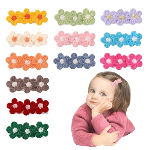 WERIGONI Set di 12 Mollette Capelli Neonata, Mollette per Capelli Antiscivolo Completamente Foderate Adatte a Neonati e Bambini Piccoli