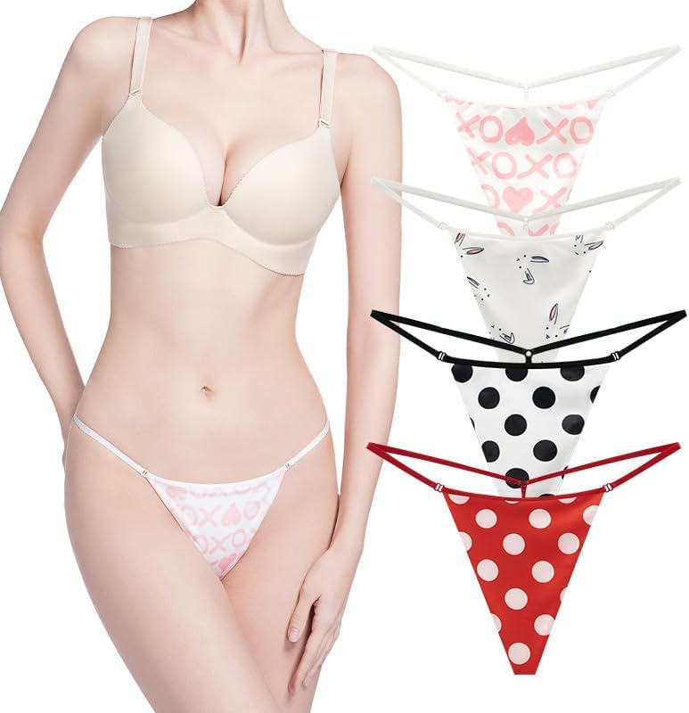 VISSAY Seamless G-String Thongs for Women No Show Thong Underwear Low Rise T-back Panties Comfortable Stretch 4 Pack