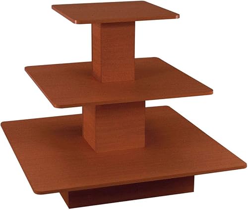 SSWBasics Mesa cuadrada económica de 3 niveles de cerezo, dimensión total 48 pulgadas de largo x 48 pulgadas de ancho x 41 pulgadas de alto