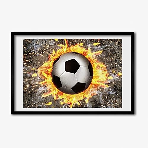Cadre photo affiche football enflammé Tulup pour salon moderne 60x40