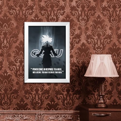 Image of TenorArts Goku Posters Dragon Ball Z Anime Quotes Laminated Photo Frame Painting with White Color Matt Finish Textures (12 inches x 9 inches)