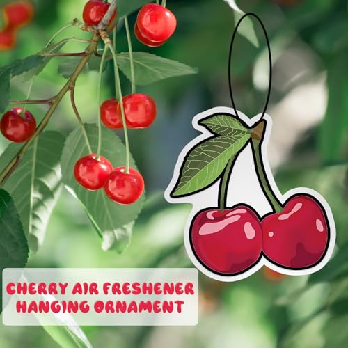 Image of 12 Pcs Cherry Air Freshener for Car Long Lasting Scented Cherry Car Freshener Ornaments Gifts Decor Stocking Stuffer Gift Cute Cars Mirror Hanging Accessories