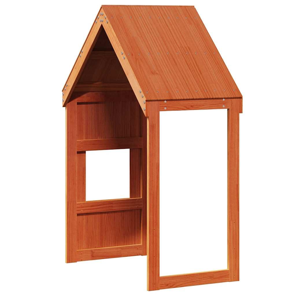 Dach do łóżeczka dziecięcego z litego drewna sosnowego w kolorze woskowego brązu, 55 x 99 x 139,5 cm, do pokoju dziecięcego, plac zabaw z otwartym wejściem, do wyposażenia sypialni i
