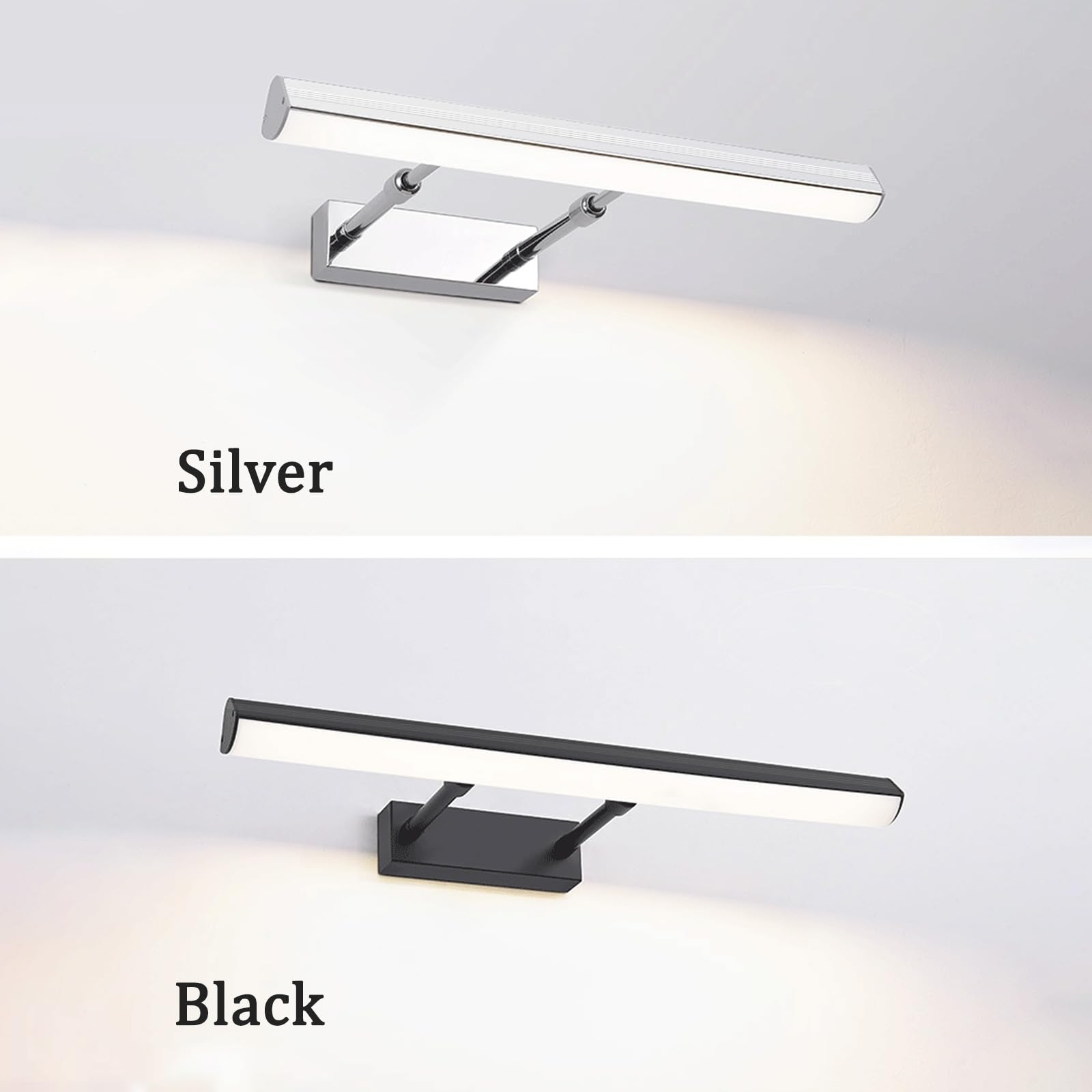 Spiegelleuchte Bad LED Wandleuchten Bildbeleuchtung 270° Drehung Faltbar Wandbeleuchtung Badezimmer Modern Metall Wandleuchte für Make-up Wohnzimmer Schminktisch Flur (Silbernes Weißes Licht,40cm)