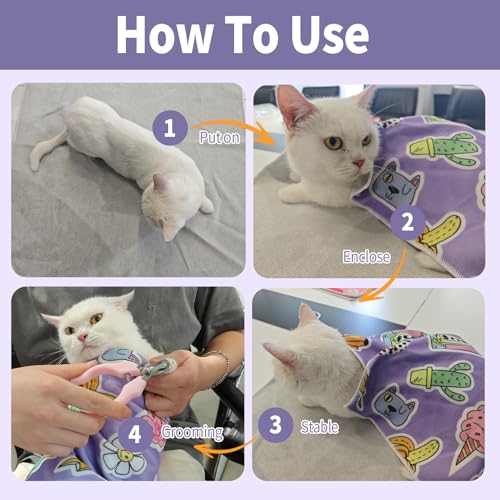 Image of 27.6 inch Cat Grooming Wrap,Self-Adherent Cat Wrap for Cutting Nails,Anti-Escape Cat Swaddle Wrap,Multifunctional Anti-Scratch Cat Restraint Wrap for Medicine,Nail Clipping,Ear Cleaning(Within 15lbs)