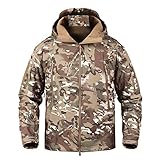 [Qunqene] アウトドアジャケット タクティカルジャケット メンズ ウインドブレーカー マウンテンパーカー 登山アウター 裏起毛 フード付き ジップアップ 裏ボア 暖かい 防寒 防風 防水 ソフトシェル 大きいサイズ 春 秋 冬 カジュアル