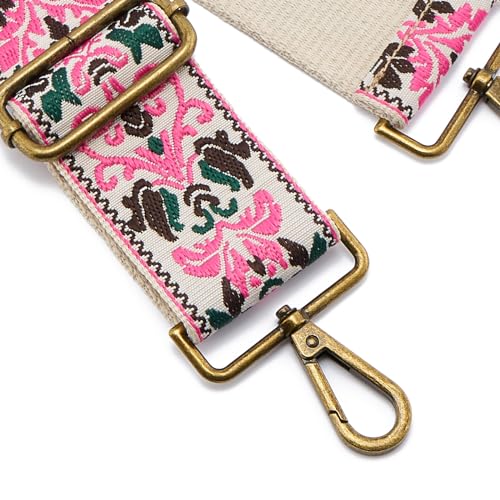 Image of ZOOEASS Bronze Buckles Purse Strap, 2 inch Wide Crossbody Handbag Strap Adjustable Replacement Shoulder Strap Vintage Embroidery