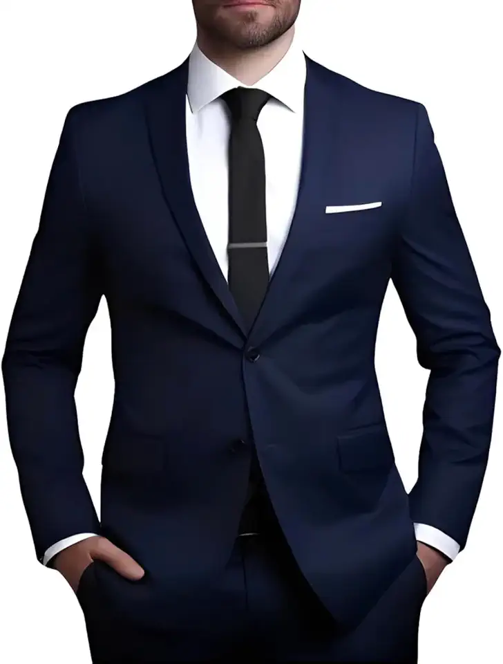 Terno Microfibra Azul Marinho Slim Italiano Blazer e Calça