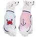 Blueberry Pet Pack of 2 Soft & Comfy Sunshine Sea Lover Cotton Blend Striped Dog T Shirts Tank Top, Back Length 14", Clothes for Dogs