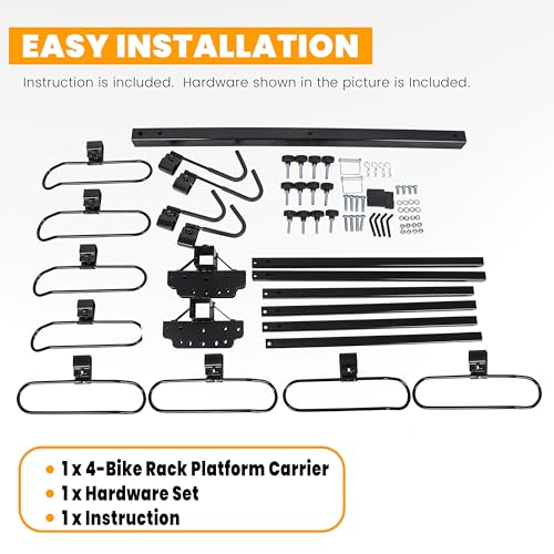 Image of ECOTRIC Rack Hitch Mounted 4 Bikes Platform Style Foldable Bicycles Carrier