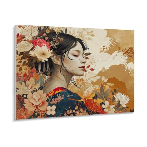 炭Ԃɕ܂鏗̎q LbgɂG G CXgA[g }`bNȗ LbghG h DIYG fW^G z[ ItBX (40×50cm, t[t)