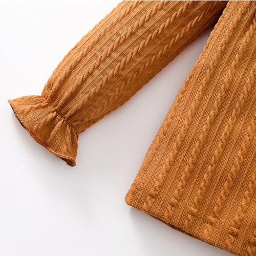 Image of Weixinbuy Toddler Girl Fall Winter Clothes Solid Long Sleeve Ribbed T-Shirt Knit Tops Plaid Button Mini Skirts Set Outfits