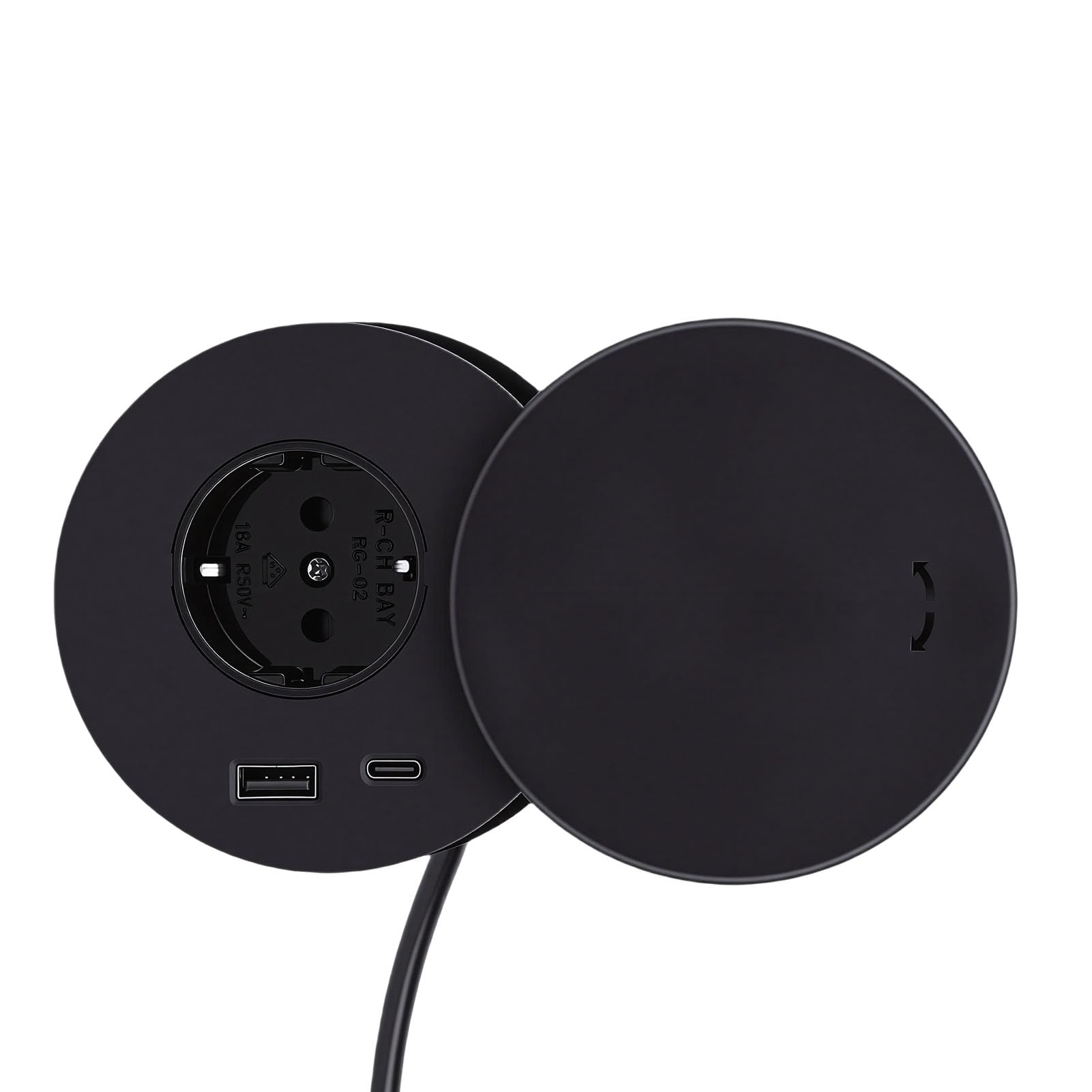 FTVOGUE Wbudowana Listwa Zasilająca z USB C 20W ładowaniem (wtyczka UE)