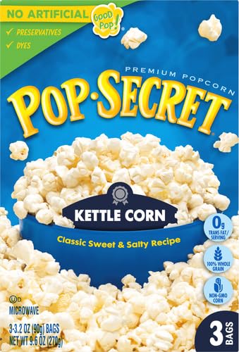 Image of Pop Secret Popcorn, Kettle Corn, 3.2 Ounce Microwave Bags, 3 Count Box