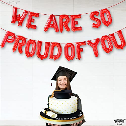 Image of We Are So Proud Of You Balloons - 16 Inch, Red Congratulations Balloon | Army Balloons for Congratulations Decorations | Graduation Banner for Red Graduation Decorations 2026 - KatchOn