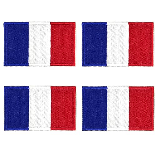makstore 4 PCS Patch France, Drapeau France, Motif en Crochet et Bouclee, Écusson de drapeau - 8cm x 5cm (France)