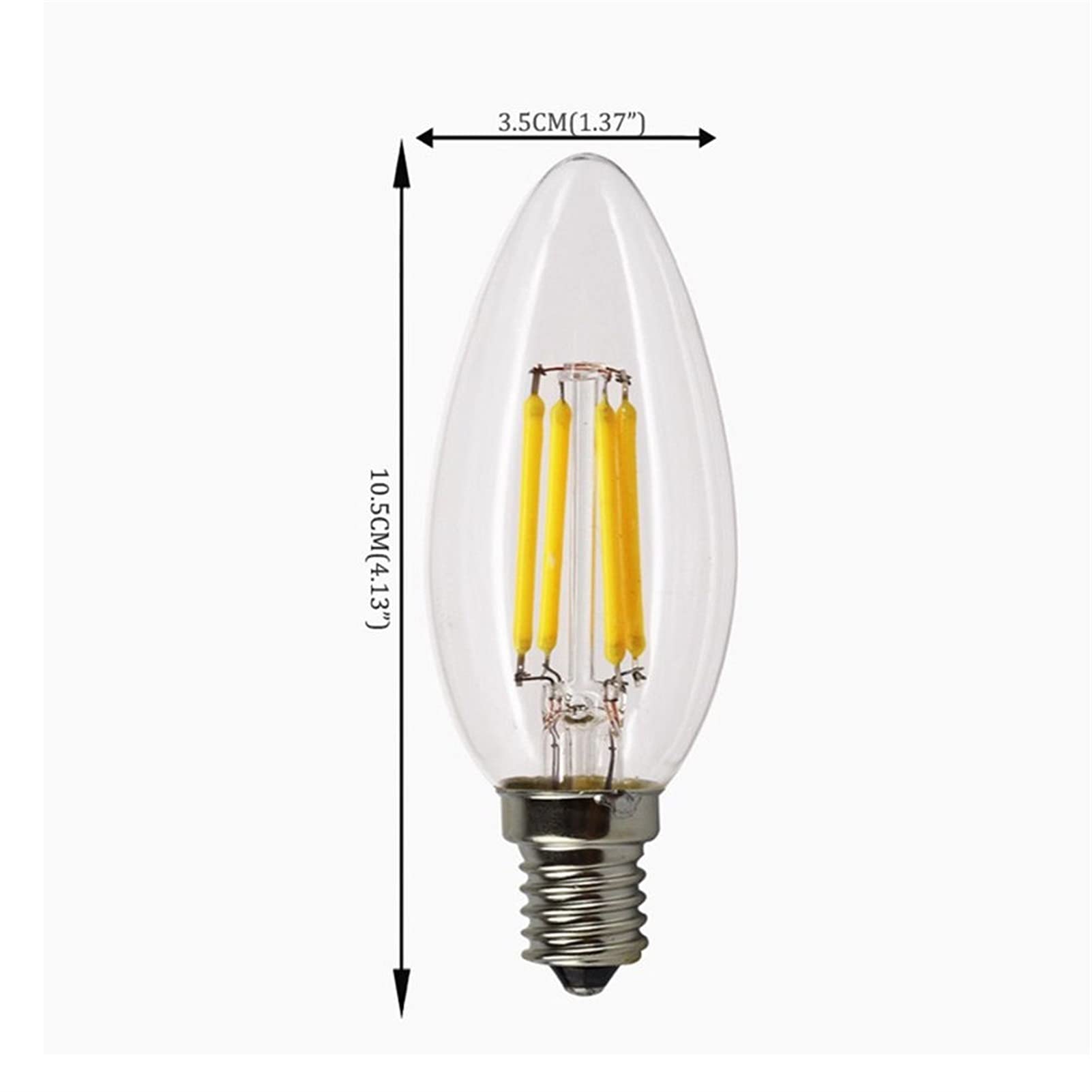 ANTYX E14 LED-Lampe 4W, 3V 100mA 200 mA 280mA 380mA, C35-LED-Kerze-Form 4W ersetzt 40W Halogenlampe, 2700k warmweiß, 350 Lumen, Nicht dimmbar, 10-Pack (Size : 3v 280ma)
