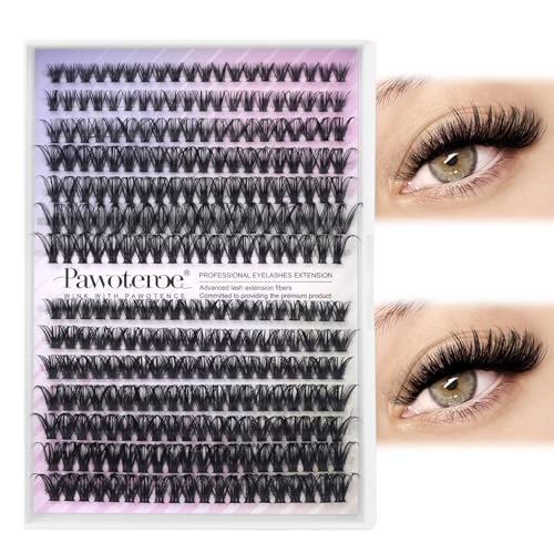 Image of Pawotence Lash Clusters 280pcs Cluster Eyelash Extensions 40D 50D Eyelash Clusters Lash Extension 8-16mm Individual Lashes for Self Application at Home (40D&50D, 0.07D, 8-16mm)