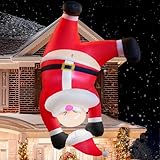 JOIEDOMI 1.8M/ 6FT großer hängender aufblasbarer Weihnachtsmann, Weihnachtsdekoration, kopfüber hängender Weihnachtsmann, aufblasbarer Weihnachtsmann für den Garten mit eingebauten LEDs