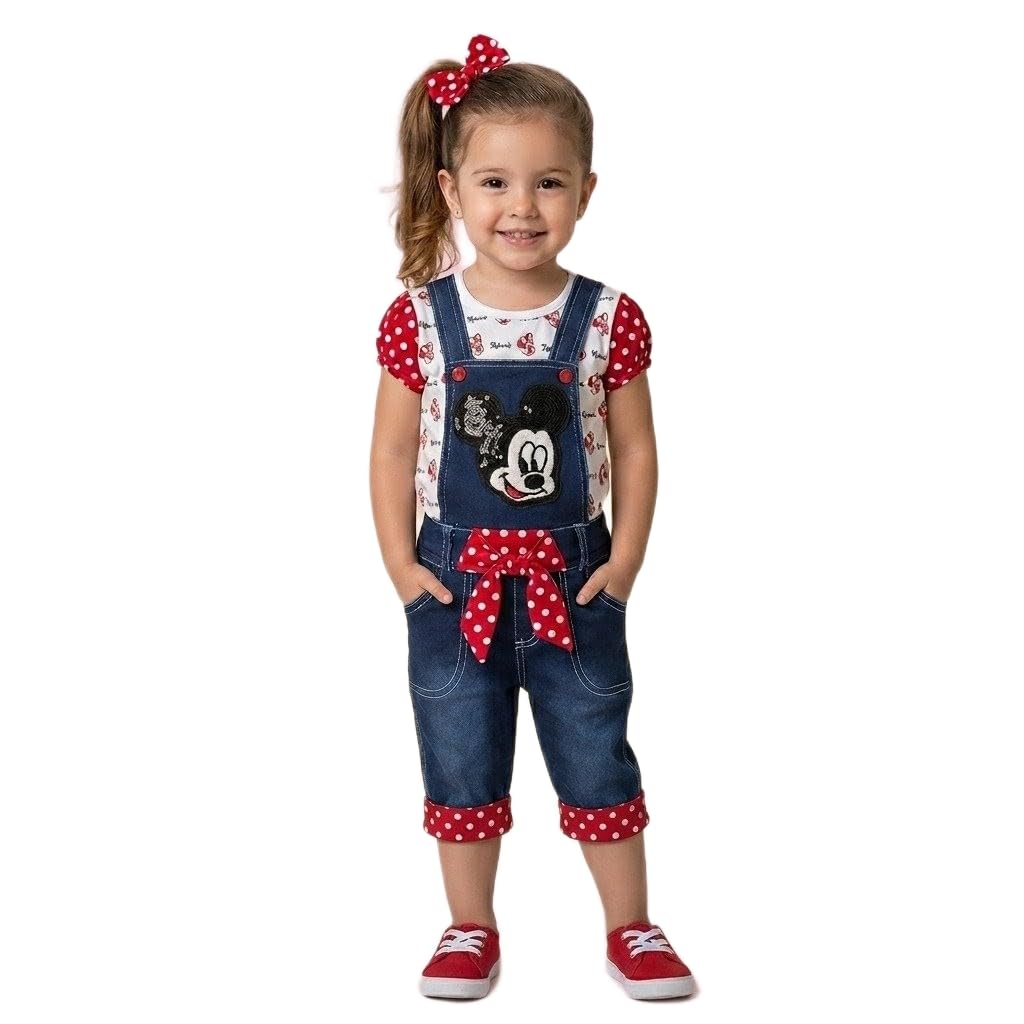 Kids Red Dungarees Half Sleeves Adjustable Straps & Button Closures Comfortable Durable & Regular Fit-image-1
