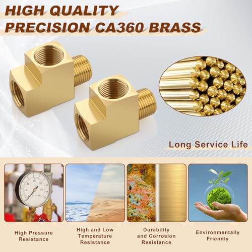 Image of 2PCS 3 /8 inch NPT Female x 3 /8 inch NPT Male x 3 /8 inch NPT Female Brass Street Tee