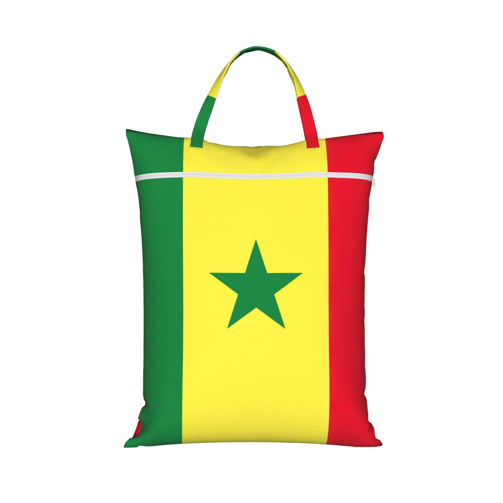 Pphgut 1 Pc Flag Of Senegal Print Travel Laundry Bag Portable Dirt Clothes Bags Daily Hiking Camping Vacation