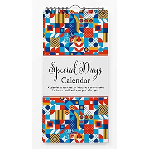 INKDOTPOT Geometric Perpetual Calendar Birthday Wall Hanging Anniversary Special Event Reminder Calendar Book Journal Stationary Wall Hanging Birthday Gift Card Planner Organizer Cover