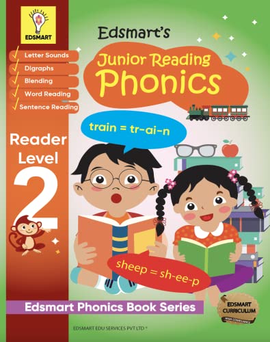 Image of EDSMART Phonics Books Combo of 2 Books for kids | Phonics reader level 2 and 3 , phonics activity book worksheets, Phonics letter sounds, vowel letter sounds (Edsmart Tiny Reader Phonics Series)