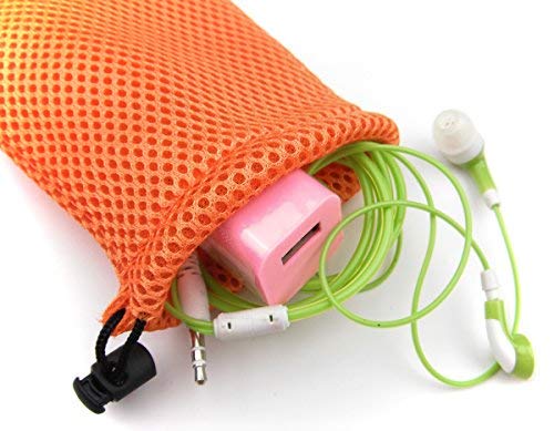 ALLinONE Wholesale Nylon Mesh Drawstring Bag Pouches for Mini Stuff Cellphone Mp3 9x14cm (Orange 50 Packs)4