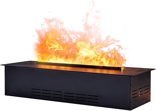 HIHELO Chimenea electrónica decora la estufa eléctrica con efecto de llama de fuego ajustable y control remoto, panel de metal negro, protección de