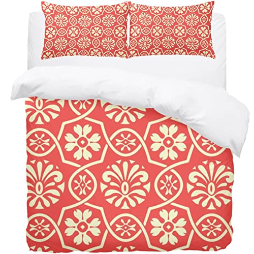 Housse de couette douce 3 pièces lit simple avec taies d'oreiller imprimé fleuri - 2